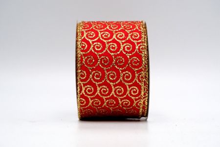 Gold Glitter Shell Shape Red Satin Ribbon_KF7236G-7G