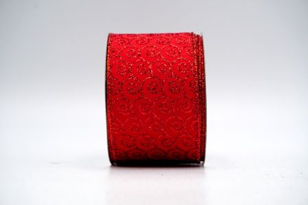 Red Glitter Shell Shapes Red Satin Ribbon_KF7236GR-7R