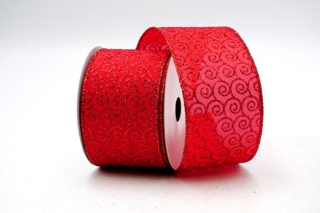 Red Glitter Shell Shapes Red Satin Ribbon_KF7236GR-7R