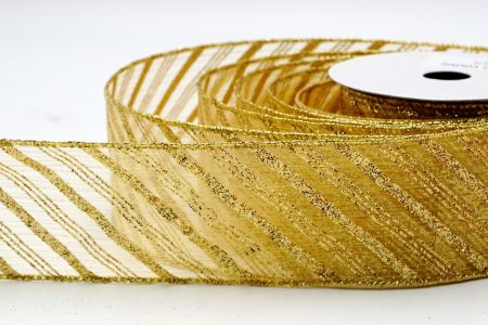 Gold Sheer Glitter Stripes Ribbon_KF7238G-13