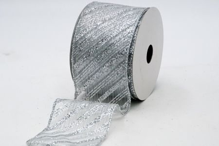 Silver Sheer Glitter Stripes Ribbon_KF7238G-1