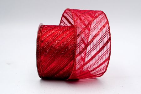 Red Sheer Red Glitter Stripes Ribbon_KF7238GR-7R