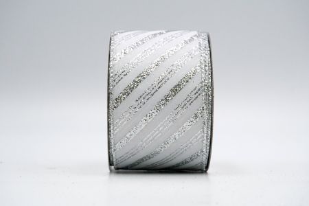 Satin Silver Glitter Line Patterns Ribbon_KF7239G-1