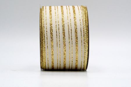 Gold Satin Gold Glitter Linear Ribbon_KF7240G-13
