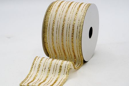 Gold Satin Gold Glitter Linear Ribbon_KF7240G-13