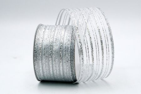 Silver Sheer Glitter Stripes Ribbon_KF7241G-1
