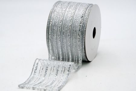 Silver Sheer Glitter Stripes Ribbon_KF7241G-1