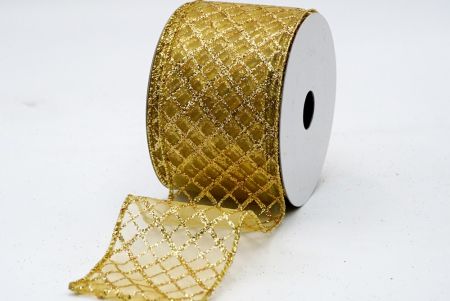 Gold Sheer Gold Glitter Cross Ribbon_KF7242G-13