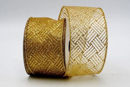 Gold Sheer Gold Glitter Line Ribbon_KF7244G-13