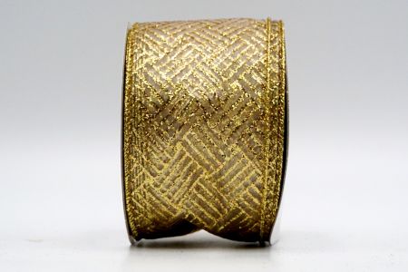 Ivory Sheer Gold Glitter Line Patterns Ribbon_KF7244G-1G