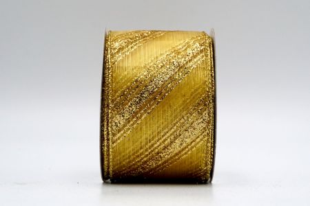 Gold Sheer Gold Glitter Line Pattern Ribbon_KF72485G-13
