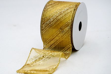 Gold Sheer Gold Glitter Line Pattern Ribbon_KF72485G-13