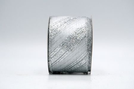 Silver Sheer Glitter Line Pattern Ribbon_KF7245G-1