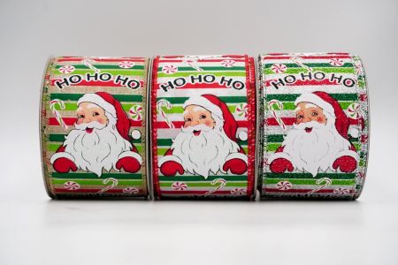 Ruban du Père Noël des Fêtes - Ruban de Père Noël à rayures rouges et vertes_KF7285.KF7286