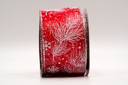 Sheer Red Cold Winter Branches Snowflake Ribbon_KF7297G-7