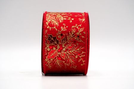 Red Foil Poinsettia Design Ribbon_KF7409GC-7-7