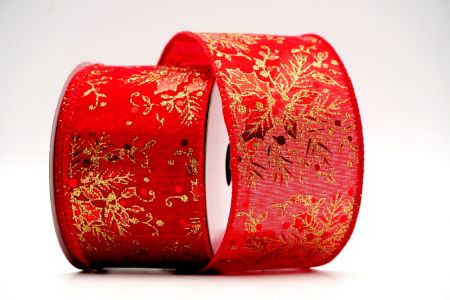 Red Foil Poinsettia Design Ribbon_KF7409GC-7-7