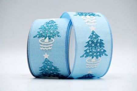 Lt. blue Glitter Christmas Tree Pots Ribbon_KF7411GC-12-216