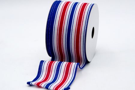 Faux Burlap Red Blue Stripes Ribbon_KF7435GC-1-151