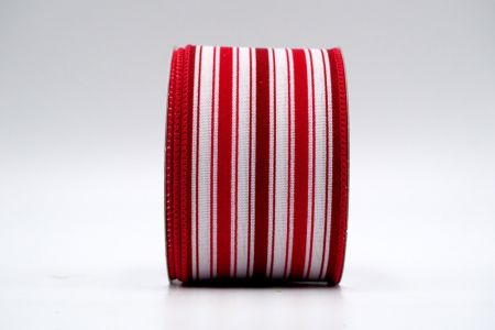 White Faux Burlap Red Burgundy Stripes Ribbon_KF7435GC-4-7