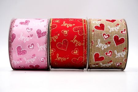 Valentines Words Ribbon - Satin Glitter  Hearts Ribbon_KF7523.KF7524.KF7525