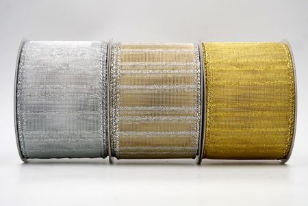 Stripe Metallic Sheer Wired Ribbon - Stripe Metallic Sheer Wired Ribbon