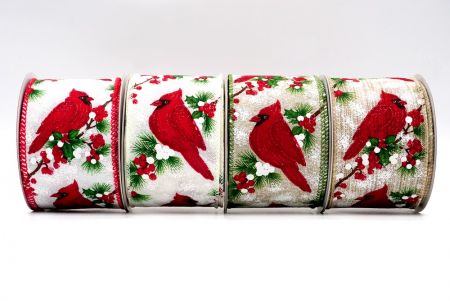 Cardinal Bird and Berries Wired Ribbon