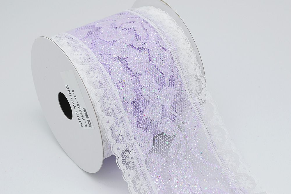 Lilac Glitter Lace Ribbon Supply With Texture, Luster And Color