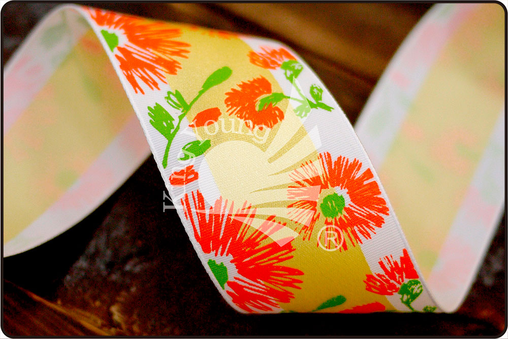 Flower Print Ribbon Supply With Texture, Luster And Color Selections