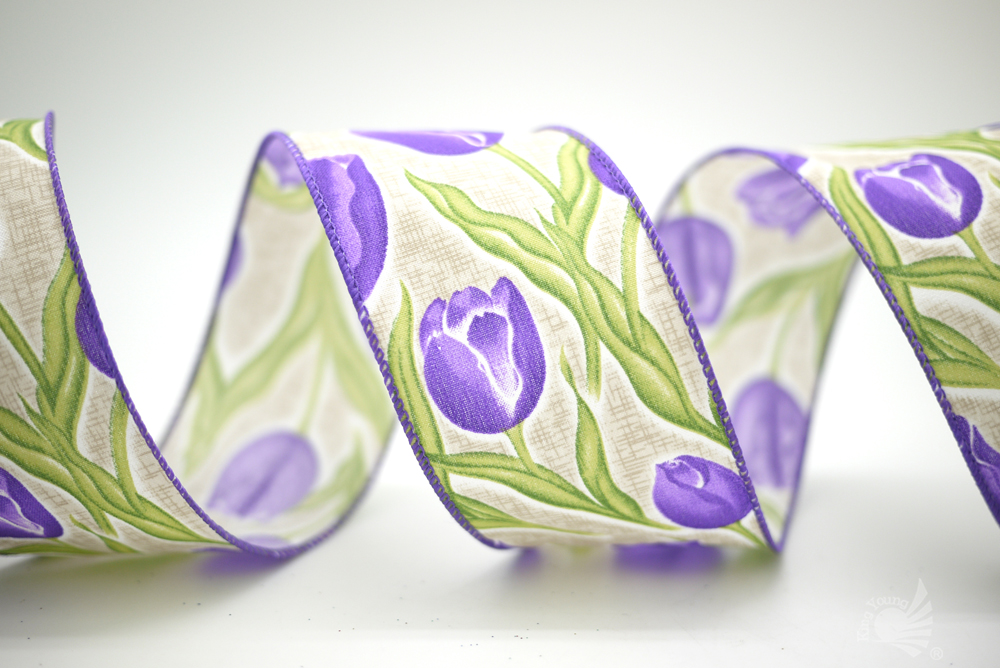 Tulips Print Satin Ribbon Supply With Texture, Luster And Color