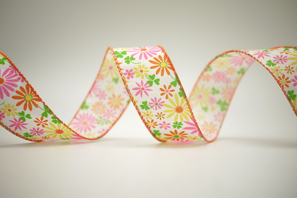 Colorful Daisies Print Ribbon Supply With Texture, Luster And Color