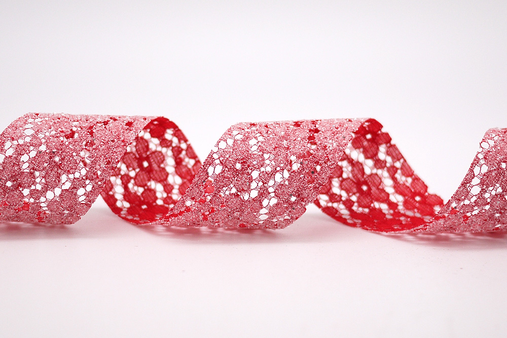 38mm Floral Lace Mesh Ribbon Supply With Texture, Luster And Color