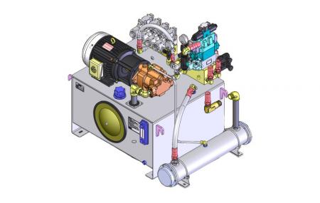 HPU personalizada - Desenho de amostra 2D da unidade de energia hidráulica.