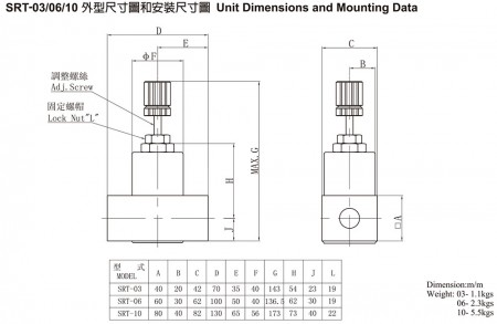 SRT-03/06/10 外型尺寸圖和安裝尺寸圖