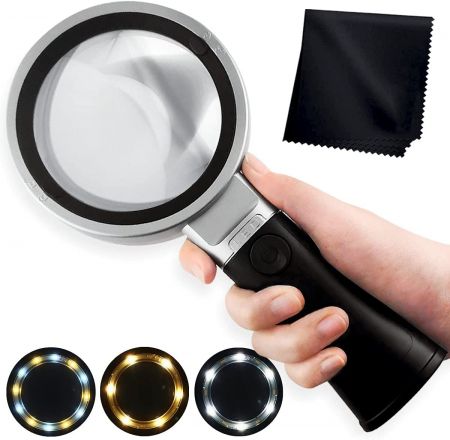 10X stand magnifying glass with light 12 Anti-Glare LED Lighted Magnifying Illuminated Magnifier - 10X stand magnifying glass with light