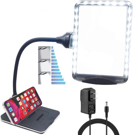 3X Magnifying Glass with Light and Stand, Flexible Gooseneck Magnifying Desk Lamp with USB Fast Charge - 3X magnifying glass with light and stand