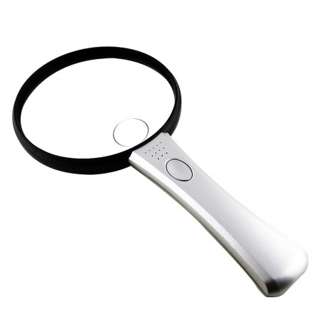 4" 2X Large Round Illuminated Hand Held Magnifier 4X Bifocal - 2X Large Reading LED magnifying glass 4X Bifocal