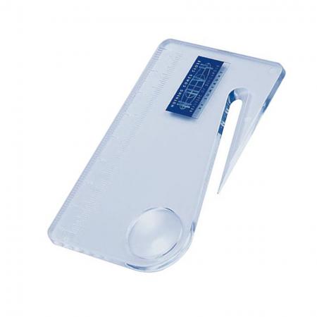 Pocket Portable Credit Card Size Magnifier with Letter Opener and Ruler