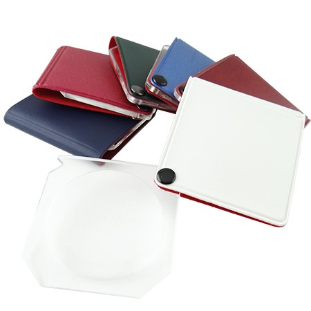 6X Square Leather Folding Pocket Magnifier