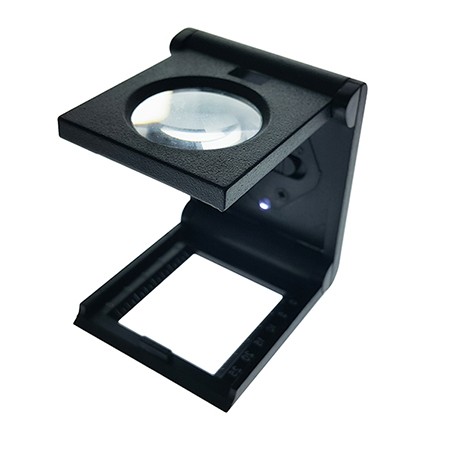 6X Illuminated Folding Magnifier Linen Tester Dia. 25mm - 6X Lens Illuminated Foldable Linen Tester