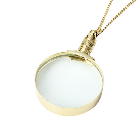 Generic Vintage Reading Magnifying Glass Pendant Golden Chain Jewelry Repair Tool 