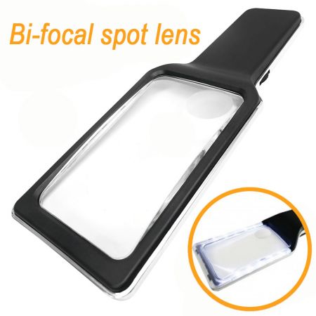 3X 5X Bifocal Handheld Magnifier With Dimmable Anti-Glare SMD LED Lights - SMD LED Lighted Handheld Bifocal Lens Magnifier