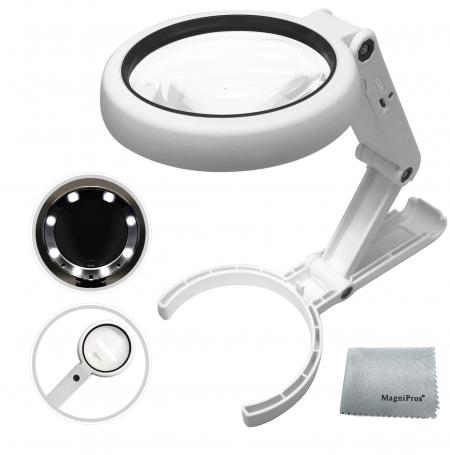 Rechargeable illuminated Round Handheld Reading Magnifying Glass - Rechargeable Round Handheld Magnifying Glass with 8 LED Lights