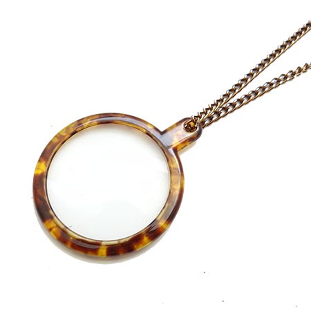 Optical Golden 5x Power Magnifier Glass Necklace Magnifying Pendant For Reading