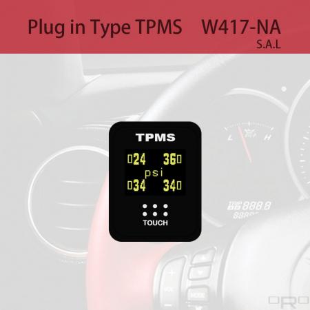 Sistema de control de presión de neumáticos (TPMS) de tipo enchufable - W417-NA es de tipo interruptor TPMS y es adecuado para vehículos de 4 ruedas específicos.