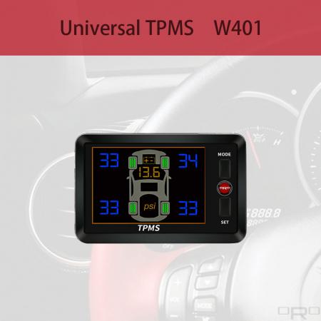Sistema universal de control de presión de neumáticos (TPMS) - El modelo W401 es un sistema de control de presión de neumáticos universal adecuado para todo tipo de vehículos.