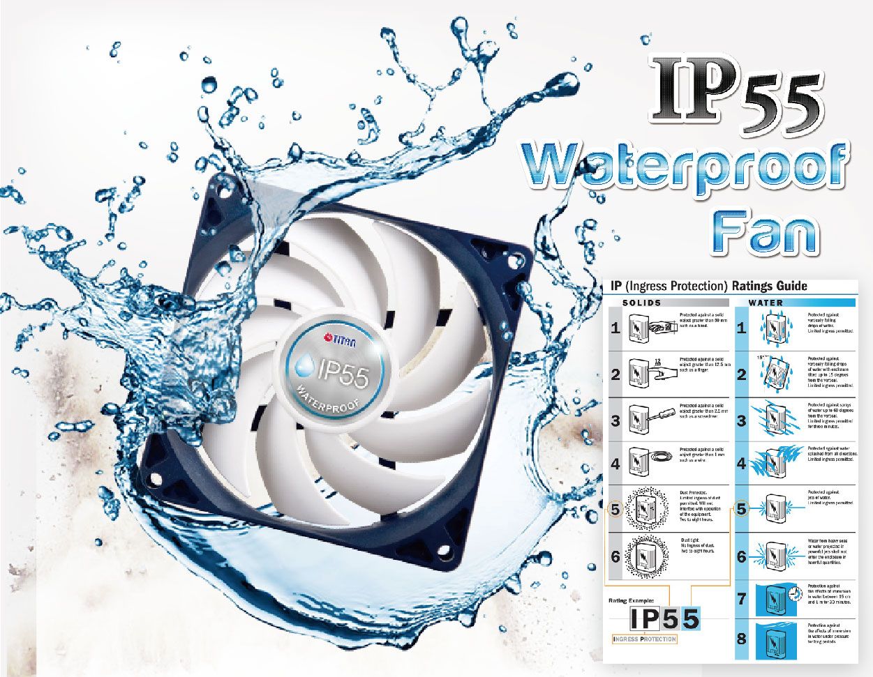 IP55 防水ファンは、RV ファンの重要な機能です。