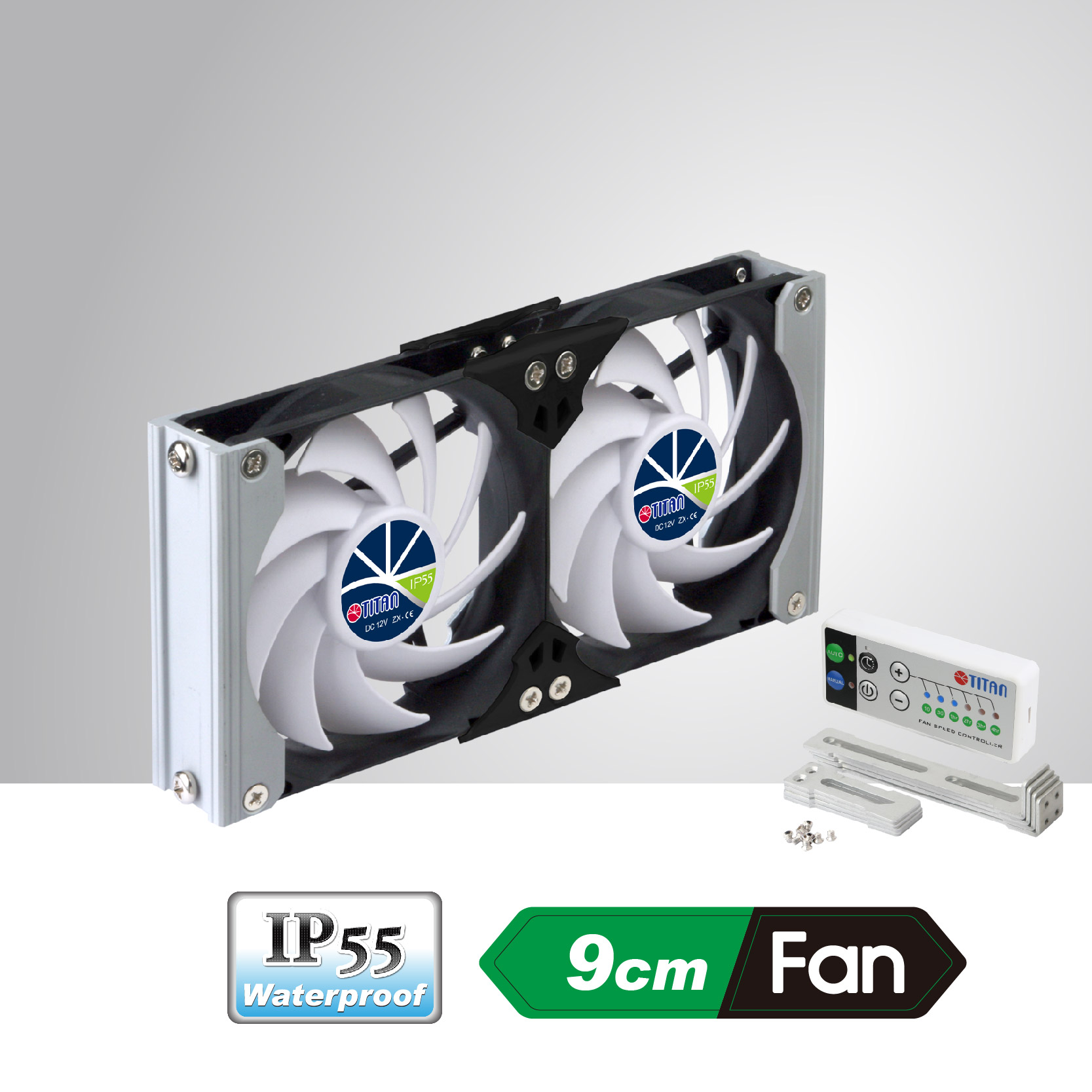 12v Dc Ip55 Waterproof Double Ventilation Cooling Rv Fan With