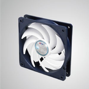 12VDCIP55防水/防塵ケース冷却ファン/120mm - TITAN- IP55防水＆防塵冷却ファンは、湿気の多い/ほこりのある環境または精密機器に適しています。