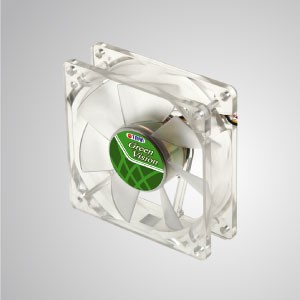 Ventilador de refrigeración verde transparente silencioso Kukri de 12 V CC 80 mm con 7 aspas - Con marco verde transparente y ventilador silencioso de 80 mm con 9 aspas, lo que crea un gran rendimiento de refrigeración
